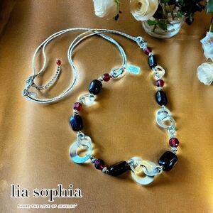 LIA SOPHIA Silver, Crystal, Stone Necklace